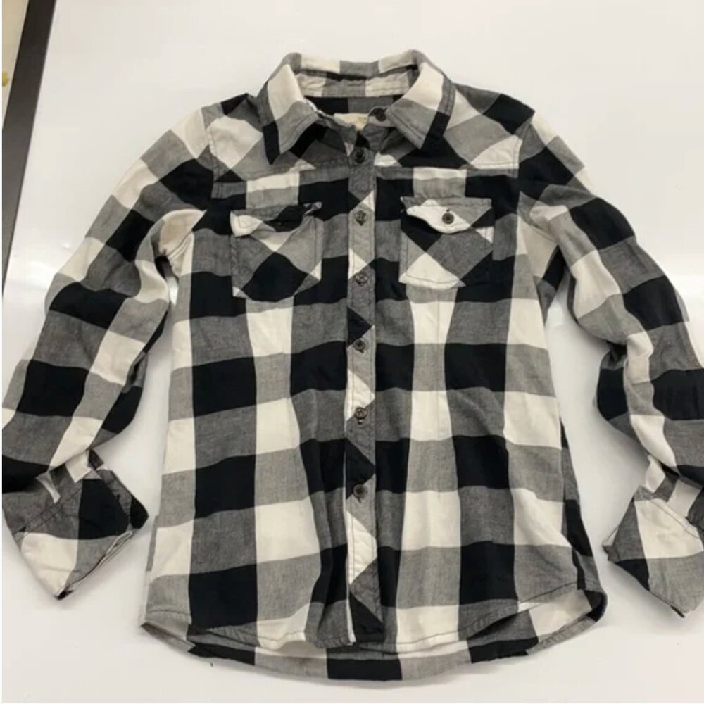 Thread & Supply Black and White Buffalo Plaid Shirt Size Small